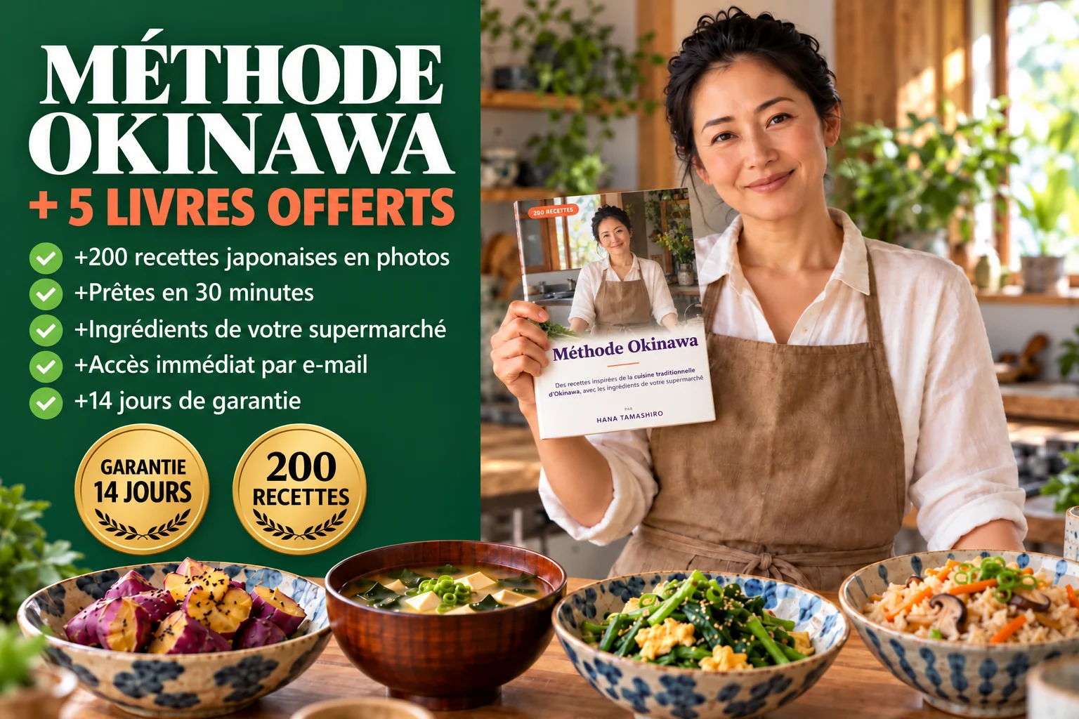 Méthode Okinawa + 5 livres offerts. 200 recettes en photos. Prêtes en 30 minutes. 5 livres offerts. Accès immédiat par e-mail